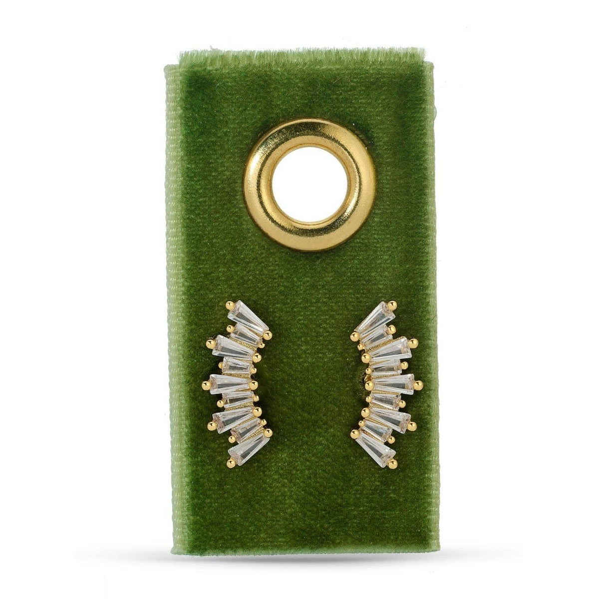 Splendid Iris - Curved Baguette Studs On Velvet Tag