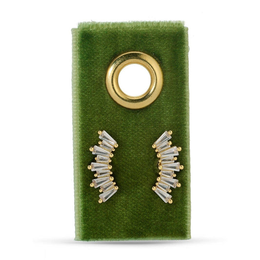 Splendid Iris - Curved Baguette Studs On Velvet Tag