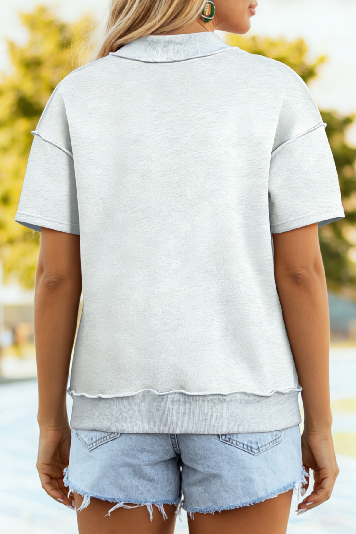 Little Daisy Closet - LDC Short Sleeve Mock Neck Solid Shift Top