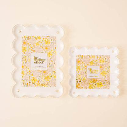 The Darling Effect - Rectangle Scalloped Acrylic Frame-White