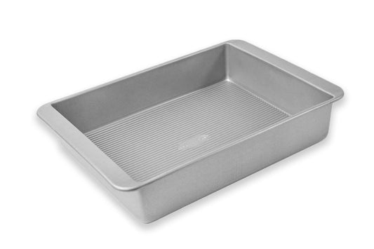 USA Pan Lasagna Pan with ribbed nonstick surface and deep sides, silver aluminum