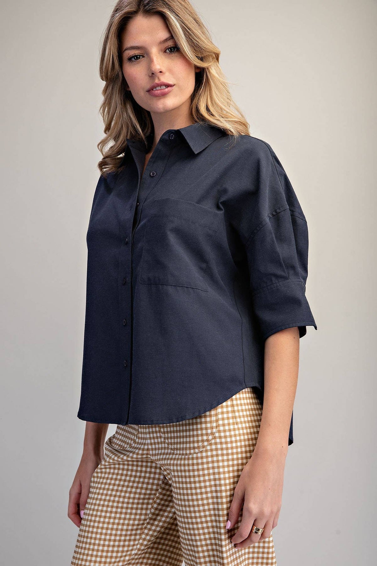 Peace Love Line - PM4822 - BUTTON DOWN SHORT SLEEVE SHIRT