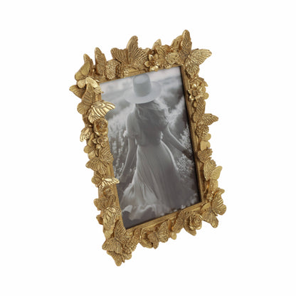 Sagebrook Home Gold Polyresin Butterfly in Bloom Frame 5x7 in.
