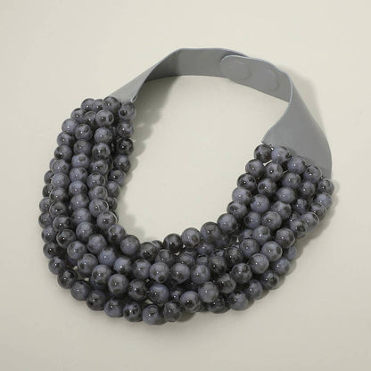 Sensibling Corp. - Multi Layered Beaded Faux Leather Magnetic Collar Necklace