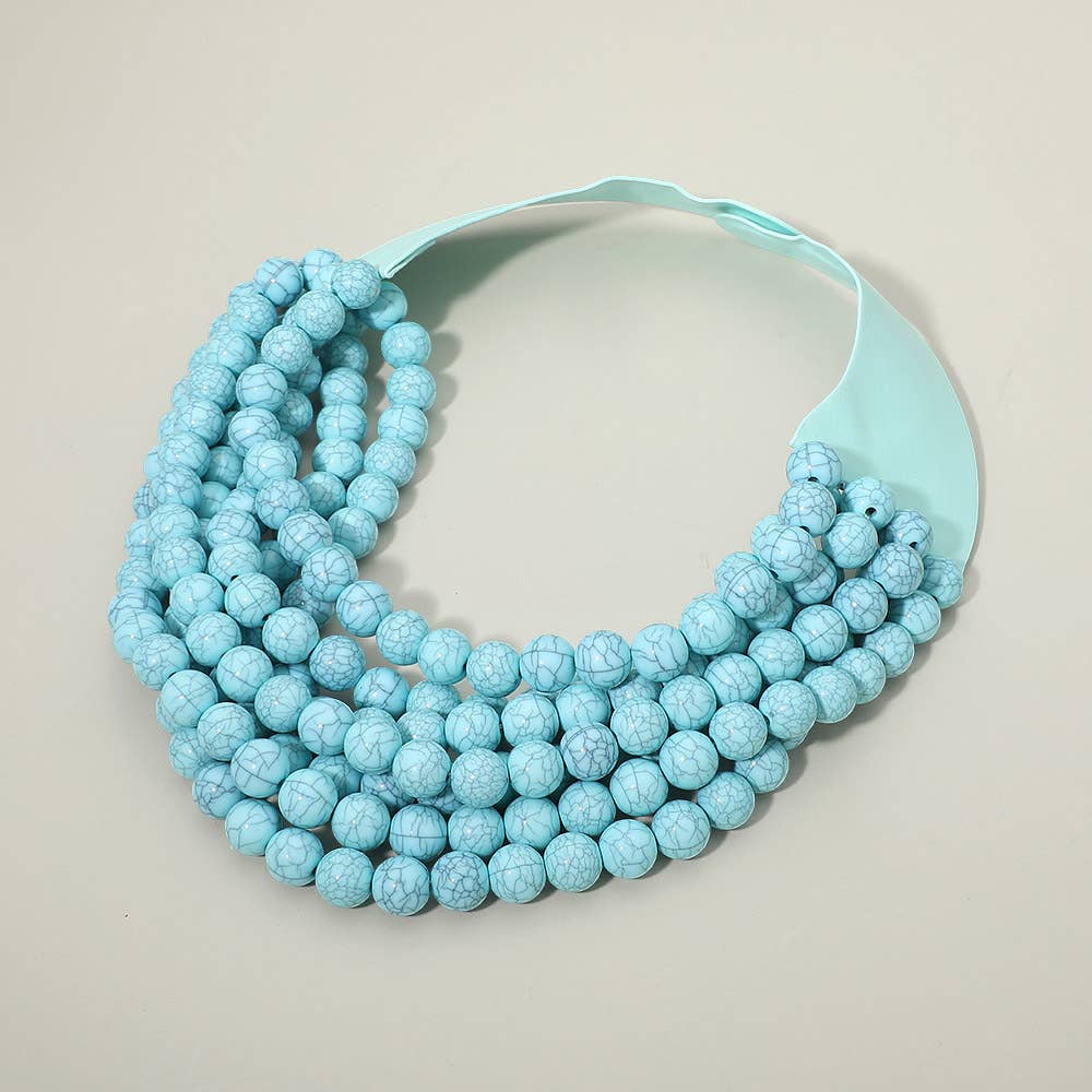 Sensibling Corp. - Multi Layered Beaded Faux Leather Magnetic Collar Necklace
