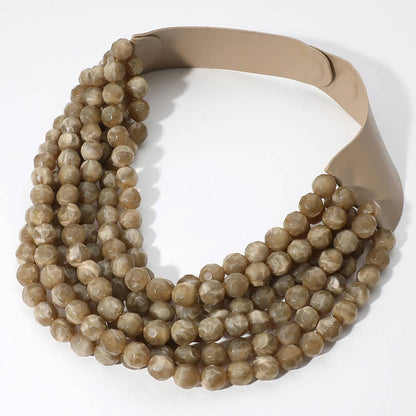 Sensibling Corp. - Chunky Acrylic Bead Layered Faux Leather Magnetic Necklace