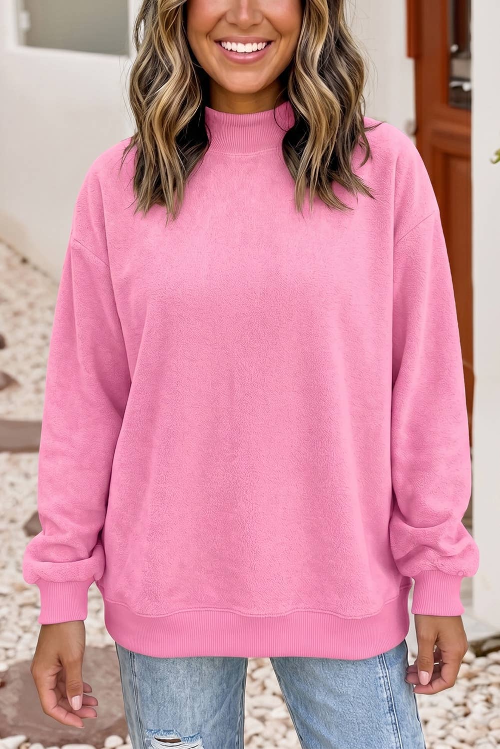 Little Daisy Closet - Game Day Oversize Reversible Mock Neck Sweatshirt | S-4X