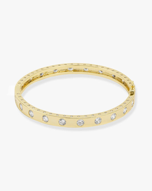 Melinda Maria Ashley Hinge Cuff in gold with scattered round crystal accents