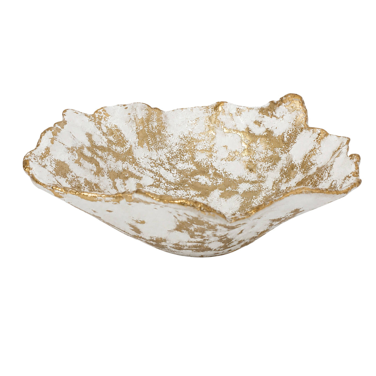 India Handicrafts Inc - Small Gold and White Bowl