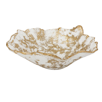 India Handicrafts Inc - Small Gold and White Bowl