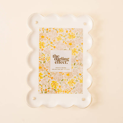 The Darling Effect - Rectangle Scalloped Acrylic Frame-White