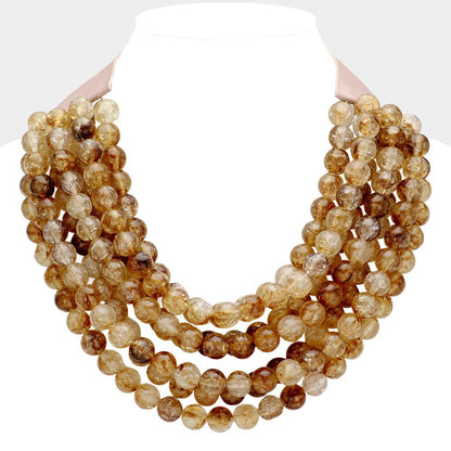Sensibling Corp. - Chunky Acrylic Bead Layered Faux Leather Magnetic Necklace