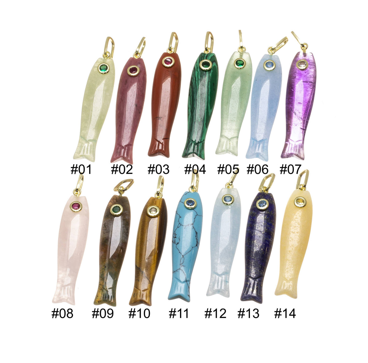 Jewel Pledge - Natural Gemstone Fish Charm For Jewelry Making, GSF029