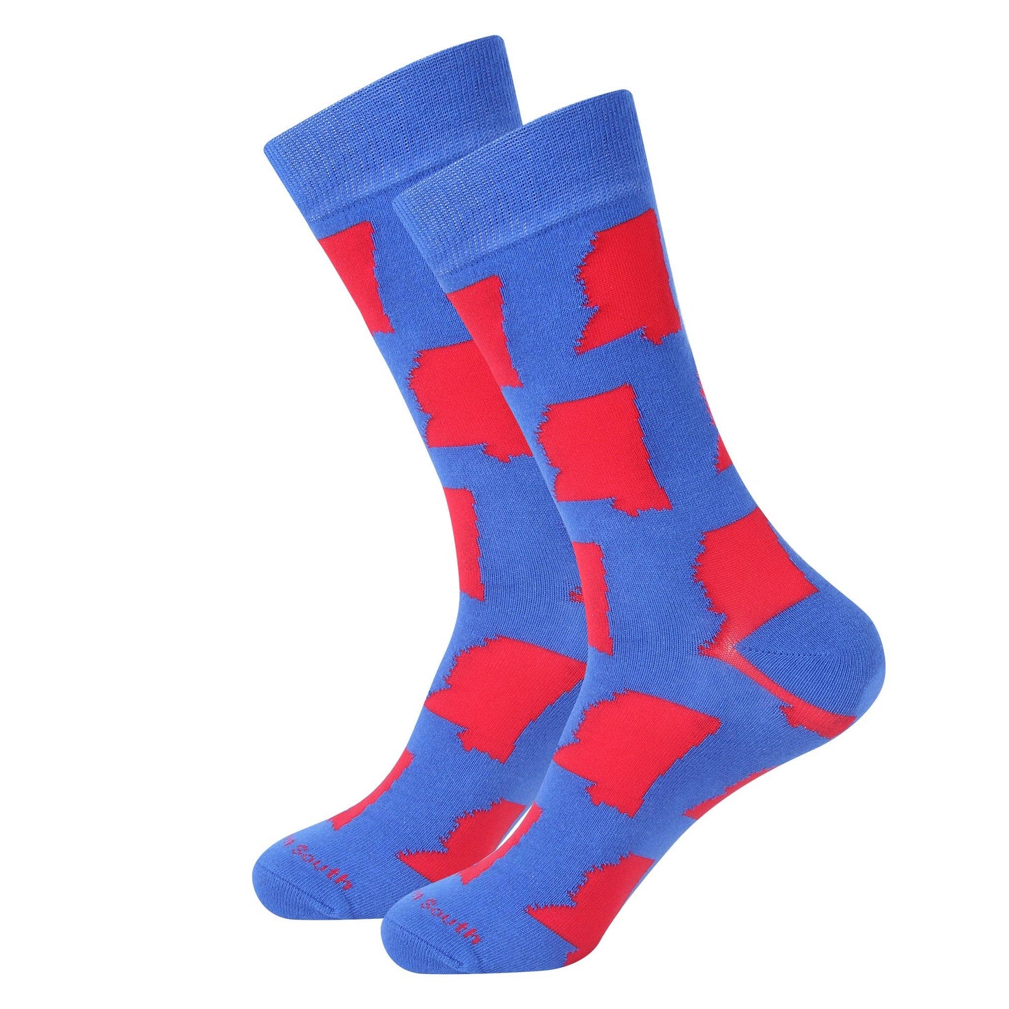 Barrel Down South - Blue/Red Mississippi Shape Socks