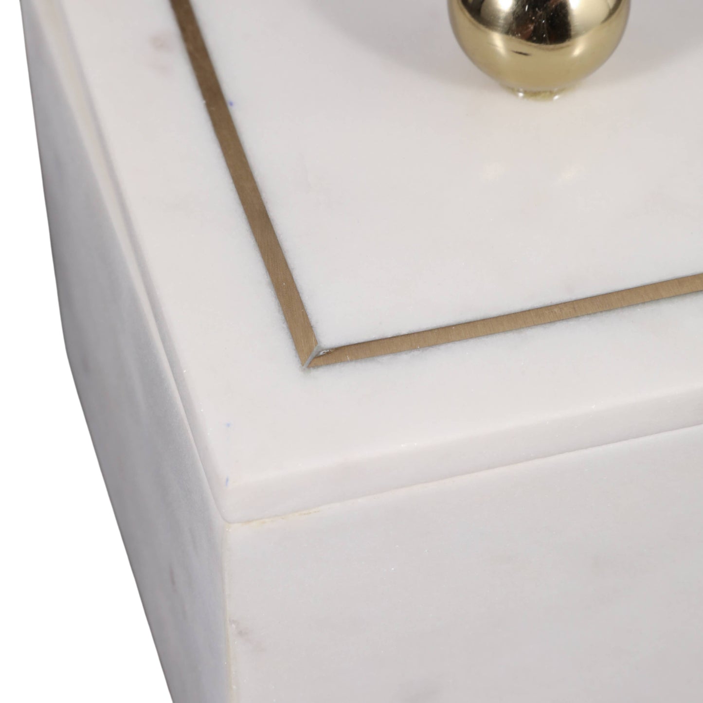 Sagebrook Home - Marble Modern Storage Box with Removable Lid - White, 5 in.