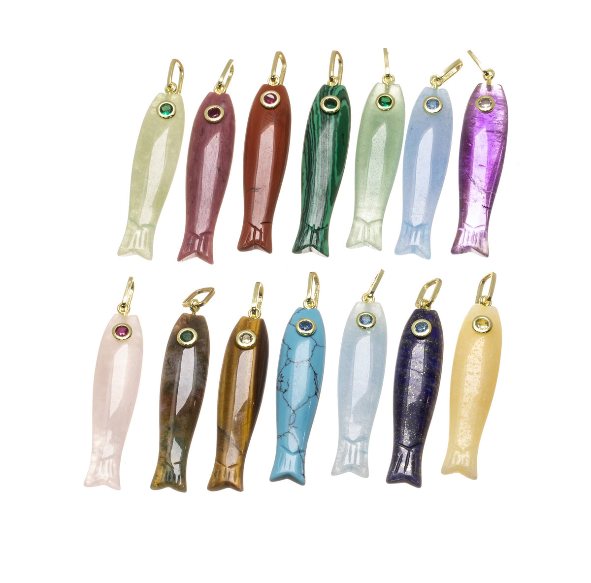 Jewel Pledge - Natural Gemstone Fish Charm For Jewelry Making, GSF029
