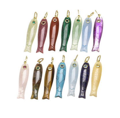 Jewel Pledge - Natural Gemstone Fish Charm For Jewelry Making, GSF029