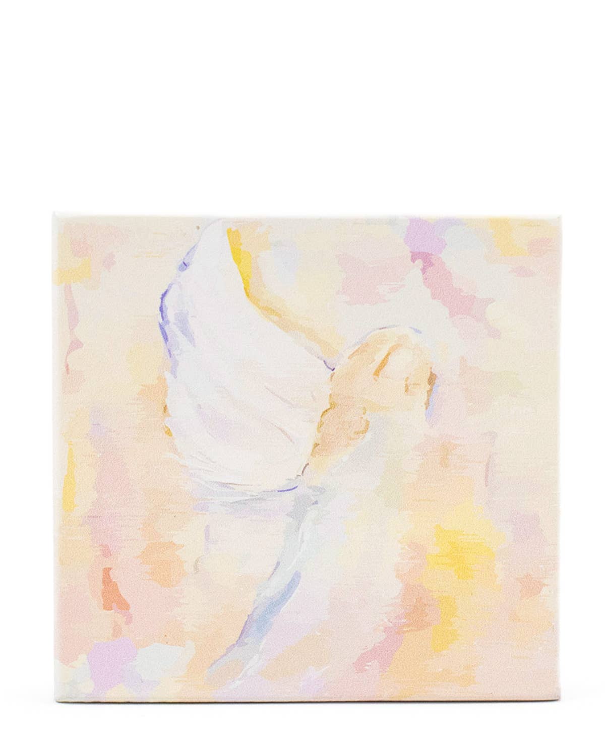 Royal Standard Julianna Angel Block Art 4x4 wooden block with soft watercolor angel design in pastels