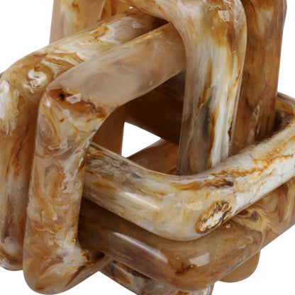 Sagebrook Home - Resin Marbled Knot Decorative Sculpture - Tan, 6 in.