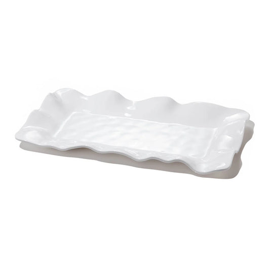 Beatriz Ball Vida Havana white long rectangular tray with wavy edges, top view