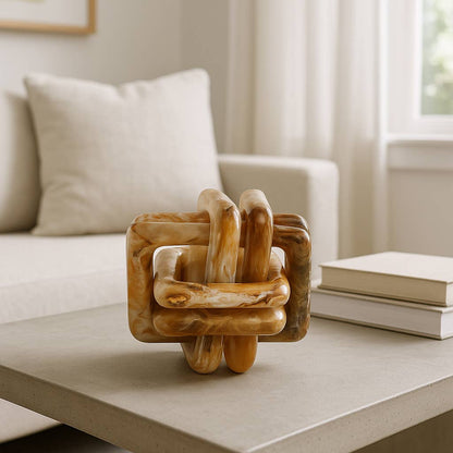 Sagebrook Home - Resin Marbled Knot Decorative Sculpture - Tan, 6 in.
