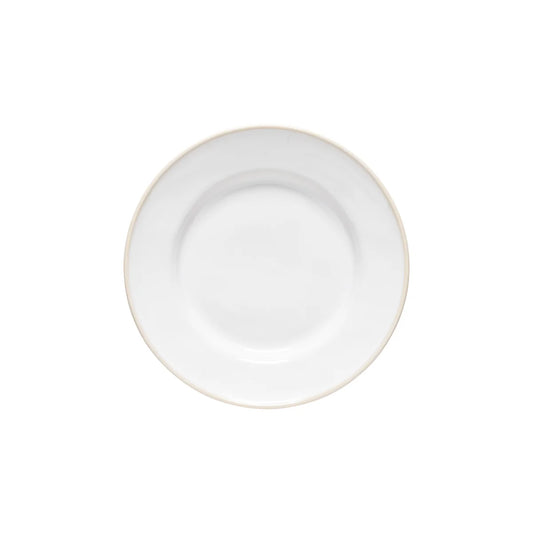 Costa Nova Beja white salad plate with subtle rim detail, top view