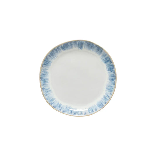 Costa Nova Brisa Ria blue salad plate with watercolor brushstroke rim
