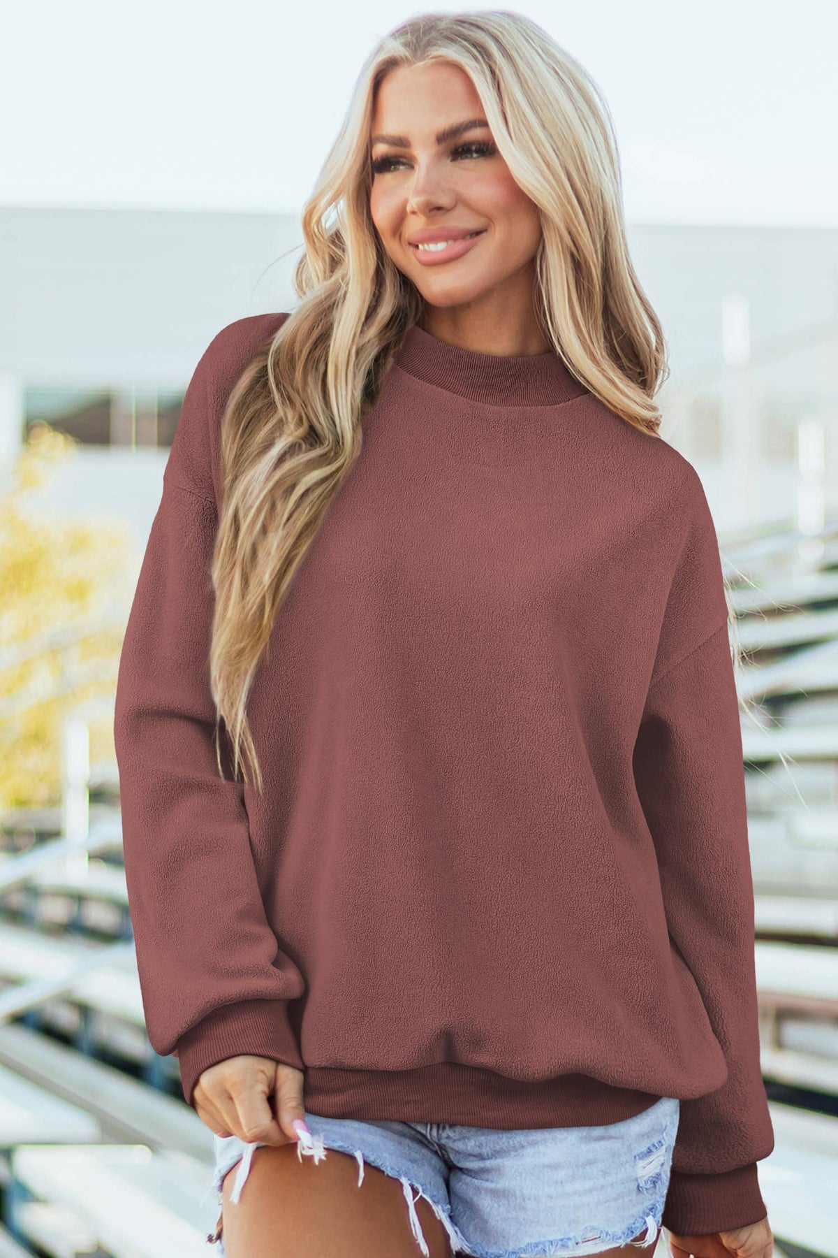 Little Daisy Closet - Game Day Oversize Reversible Mock Neck Sweatshirt | S-4X