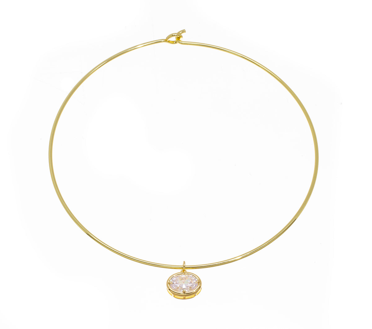 Jewel Pledge - Gold Wire Choker Necklace, Wire Collar Necklace NLG1043