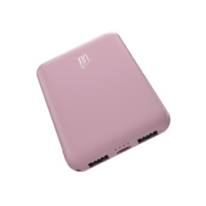 LAX Gadgets 6600mAh pink ultra-slim power bank, flat angled view showing compact palm-size design