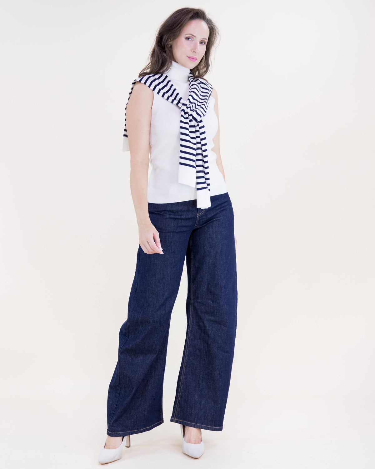 Original USA - Striped Preppy Mock Sweater Wrap