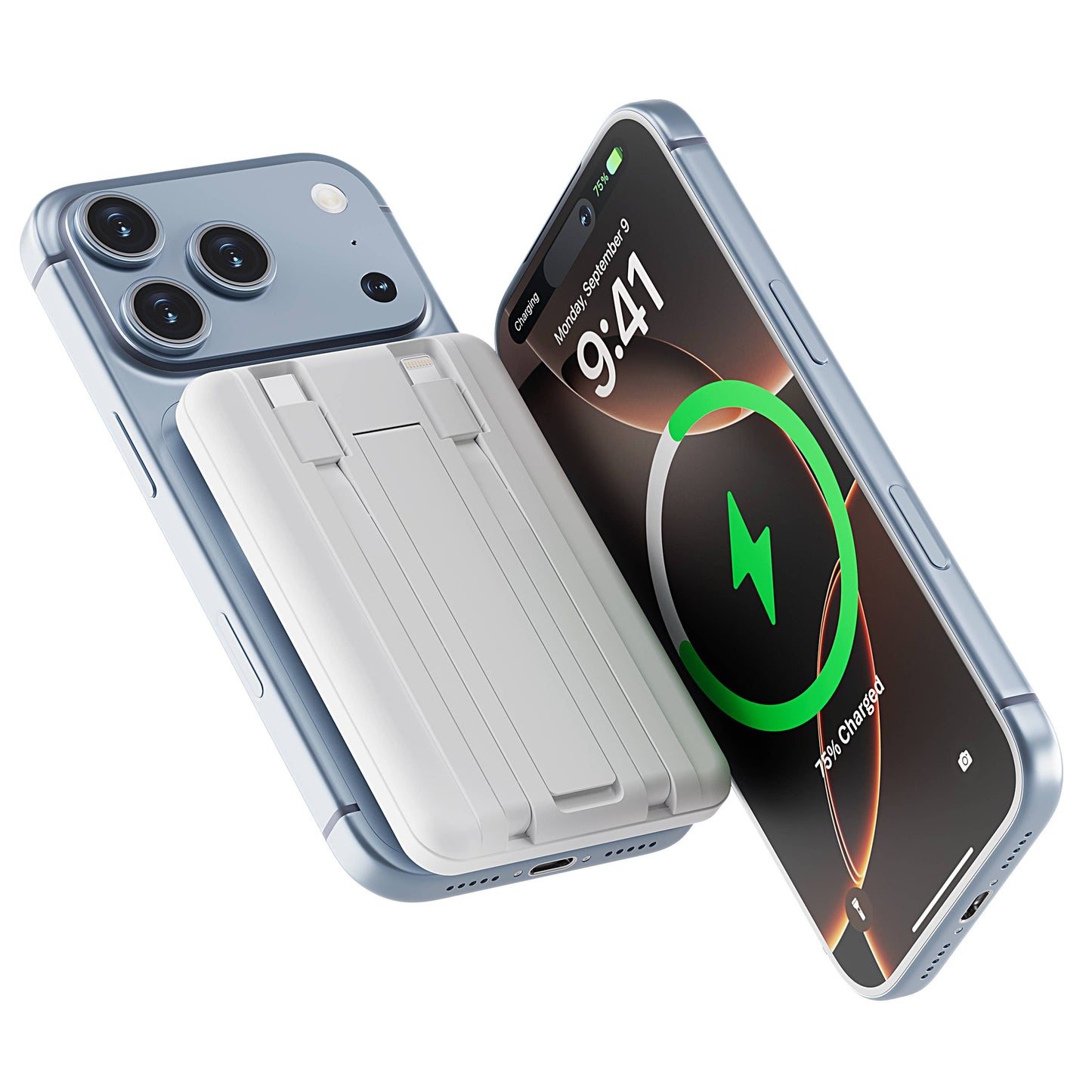 LAX Gadgets - Magnetic 7200mAh Rapid-Charge Power Bank with Built-In Cable