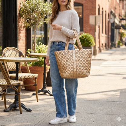 Lemonbella - Lemonbella Glossy Copper Diamond Tote Shoulder Bag 3/1