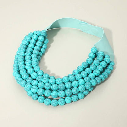 Sensibling Corp. - Multi Layered Beaded Faux Leather Magnetic Collar Necklace