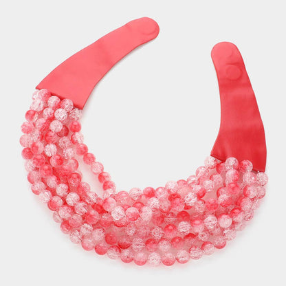 Sensibling Corp. - Chunky Acrylic Bead Layered Faux Leather Magnetic Necklace