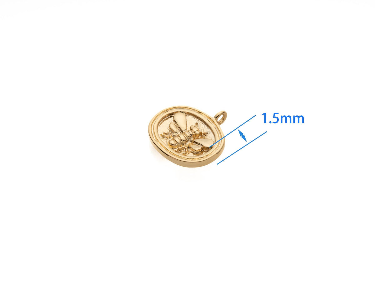 Jewel Pledge - Gold Honey Bee Wax Seal Pendant with Queen Bee Charm CPG2104