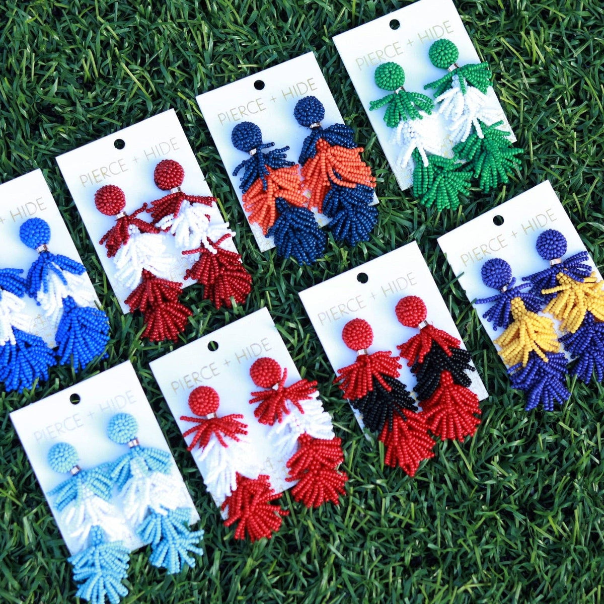 Pierce + Hide - Custom Beaded Tassel Earring| Game Day Earrings| Back to School
