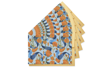 Good Juju Ink - Poppies & Ribbons Stationery Boxed Set Of 6 Cards