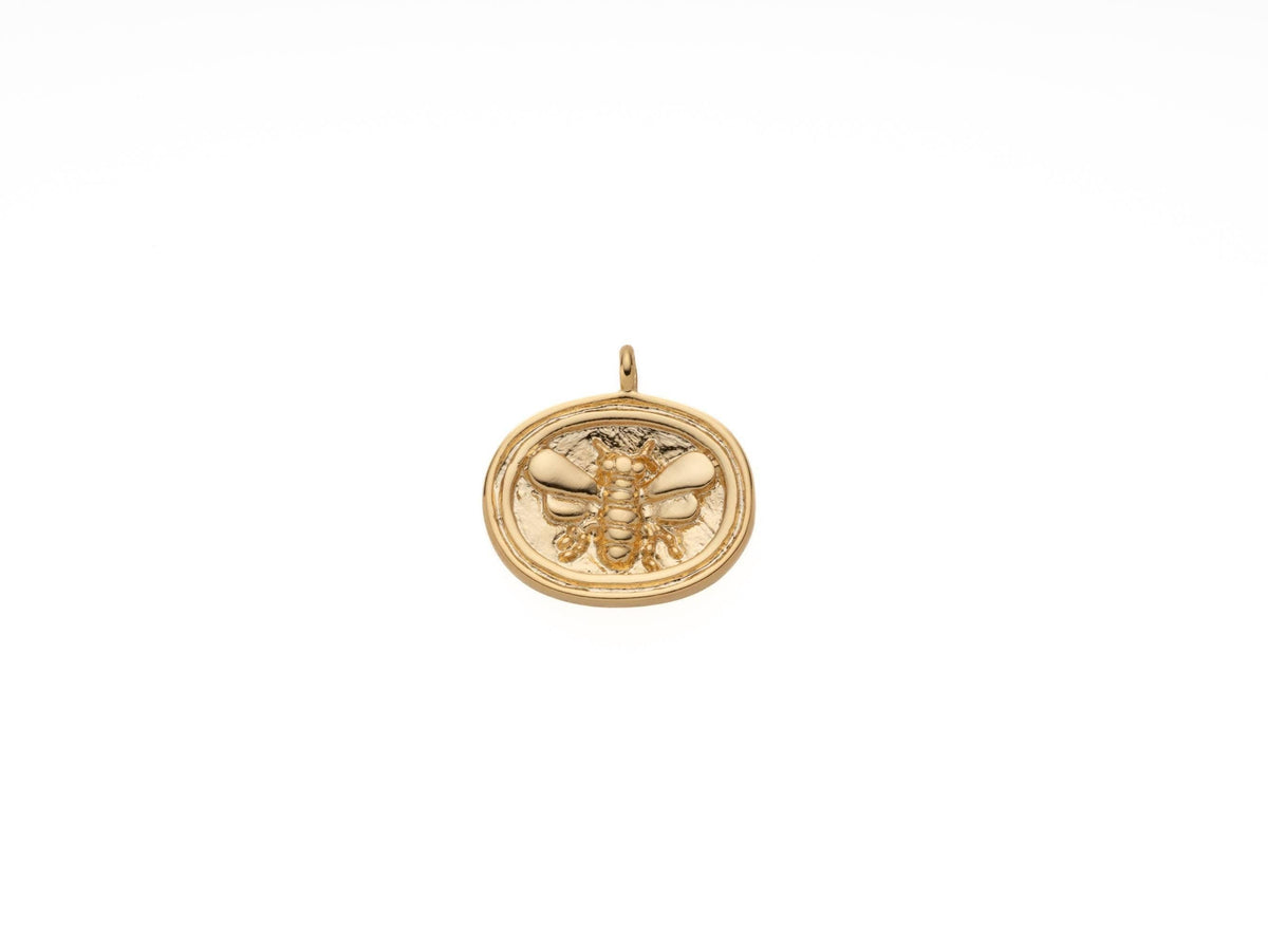 Jewel Pledge - Gold Honey Bee Wax Seal Pendant with Queen Bee Charm CPG2104