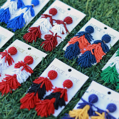 Pierce + Hide - Custom Beaded Tassel Earring| Game Day Earrings| Back to School
