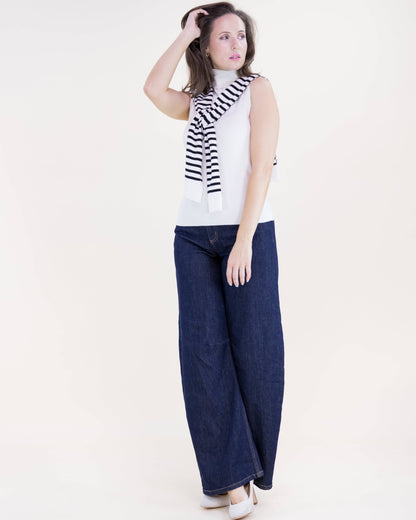 Original USA - Striped Preppy Mock Sweater Wrap