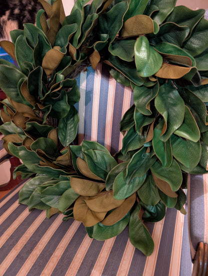 Lucknow Southern and Company - 26" Faux Magnolia Wreath with Soft Touch Leaves