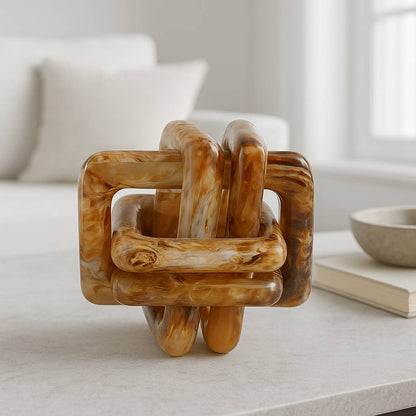 Sagebrook Home - Resin Marbled Knot Decorative Sculpture - Tan, 6 in.