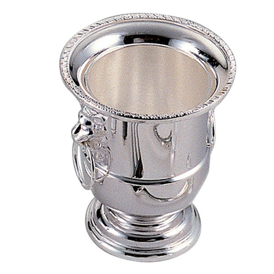 Elegance silver-plated toothpick holder with decorative beaded rim and ornamental handles