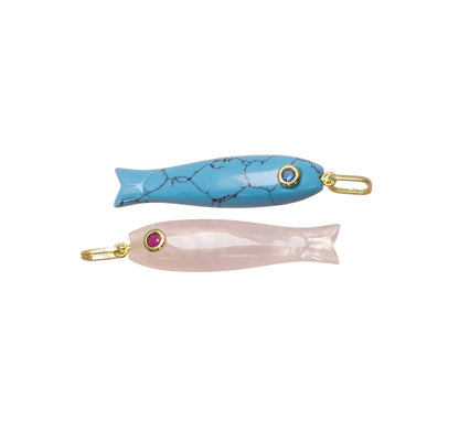 Jewel Pledge - Natural Gemstone Fish Charm For Jewelry Making, GSF029