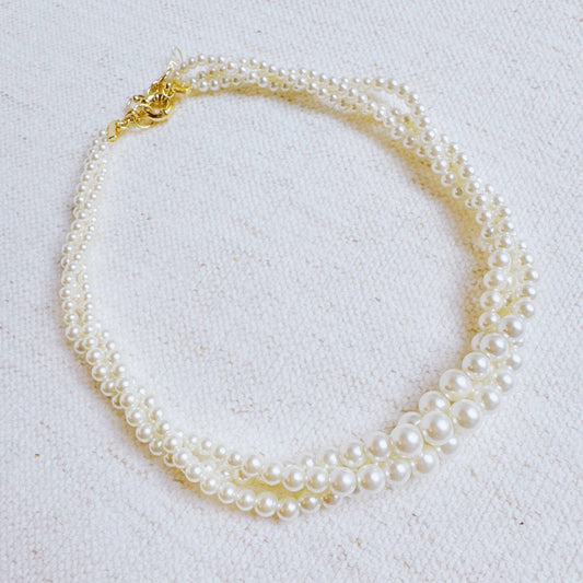 Ellison+Young Perfect Pearl Strands Necklace with multi-strand ivory pearls and gold clasp