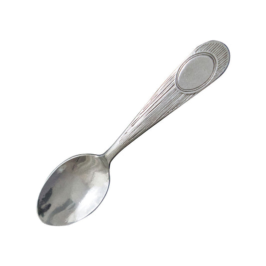 Salisbury Classic Monogram Spoon in pewter with ribbed handle and oval monogram cartouche