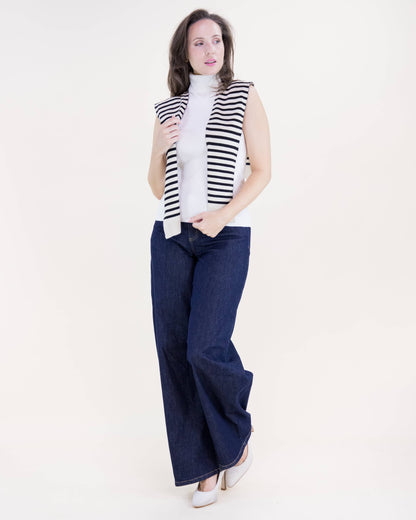 Original USA - Striped Preppy Mock Sweater Wrap