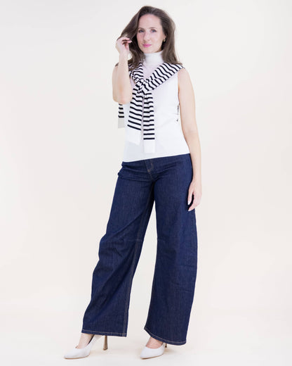 Original USA - Striped Preppy Mock Sweater Wrap