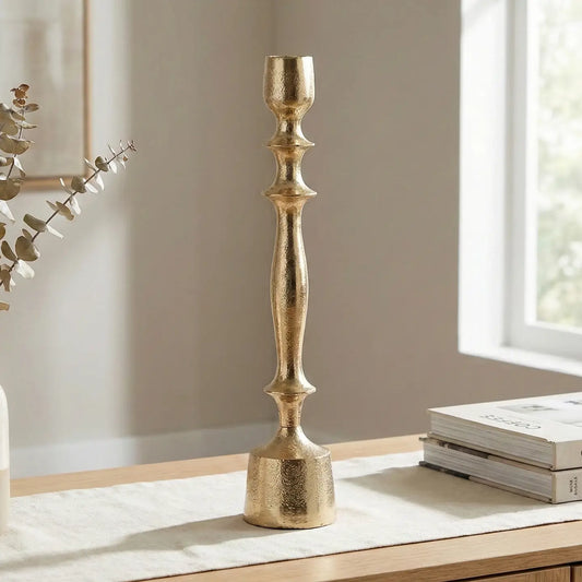 India Handicrafts Gold Taper Candle Holder
